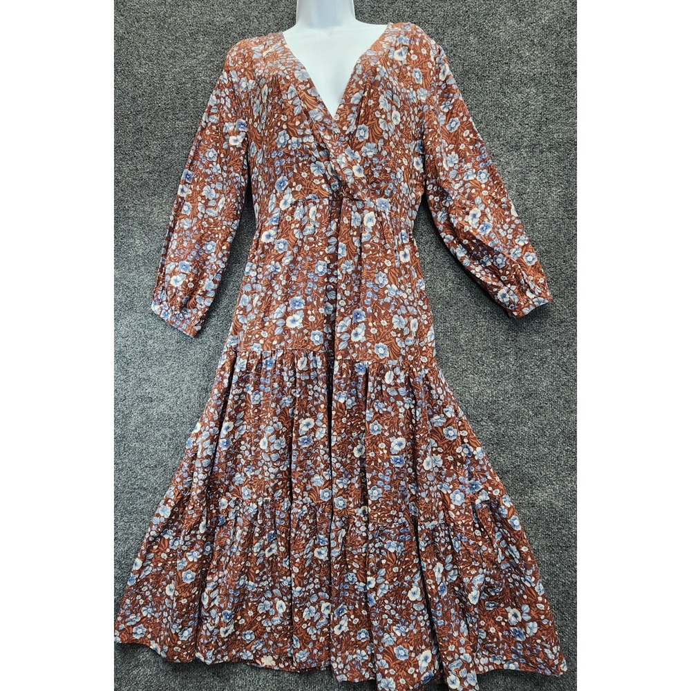 NWT Madewell Floral Tiered V-Neck Boho Cottagecore Tiered Maxi‎ Dress Size S